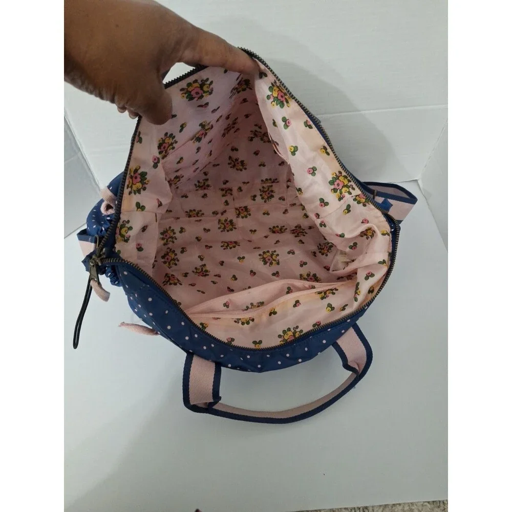 Matilda Jane The Essentials Diaper Bag Tote Navy Pink Polka Dot Travel Baby